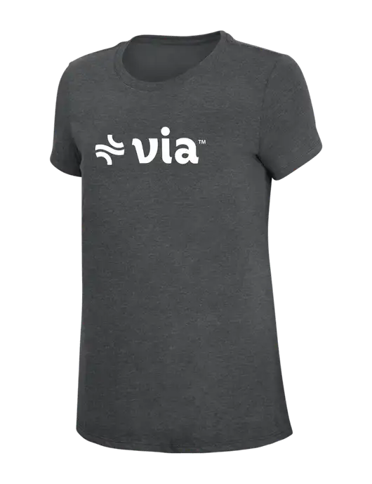Womens Simply Soft Charcoal 4.5oz Poly/Combed Ring Spun Cotton T-Shirt w/Via Logo