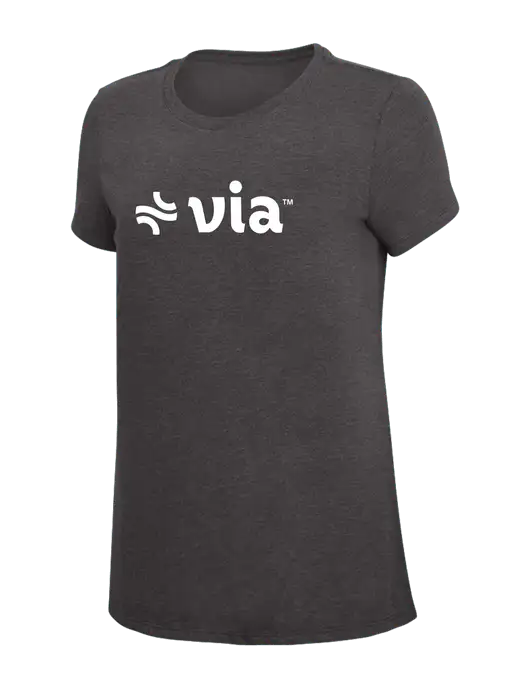 Womens Simply Soft Heather Charcoal 4.5oz  Poly/Combed Ring Spun Cotton T-Shirt w/Via Logo