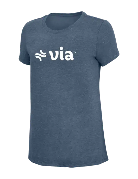 Womens Simply Soft Navy Frost 4.5oz  Poly/Combed Ring Spun Cotton T-Shirt w/Via Logo