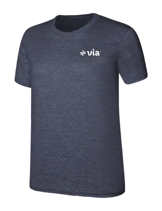 Womens Ring Spun Heather Navy 4.5 oz T-Shirt w/Via Logo