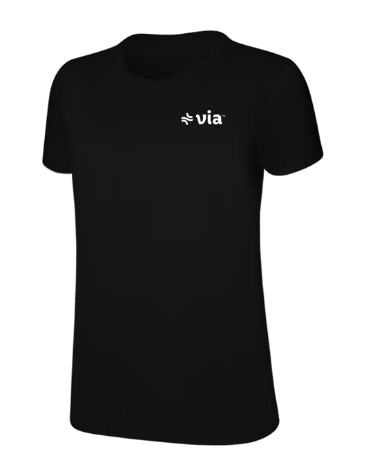 Womens Ring Spun Jet Black 4.5 oz T-Shirt w/Via Logo