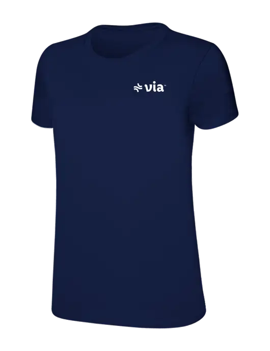 Womens Ring Spun Navy 4.5 oz T-Shirt w/Via Logo