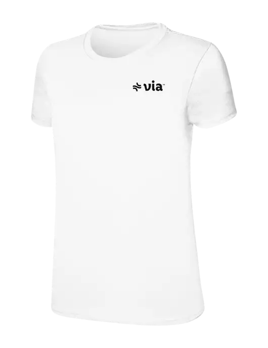 Womens Ring Spun White 4.5 oz T-Shirt w/Via Logo