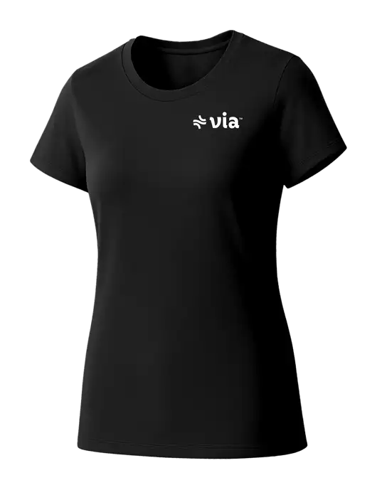 Womens Seriously Soft Black T-Shirt w/Via Logo