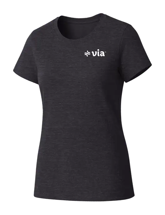 Womens Seriously Soft Heathered Charcoal T-Shirt w/Via Logo