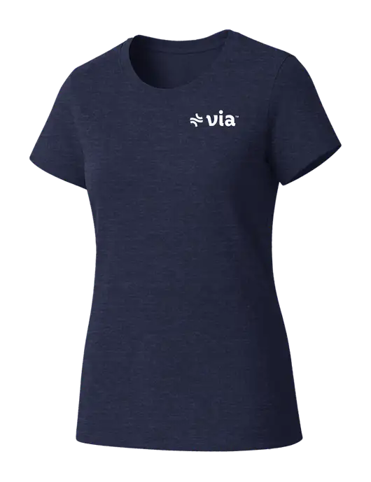 Womens Seriously Soft Heathered Navy T-Shirt w/Via Logo