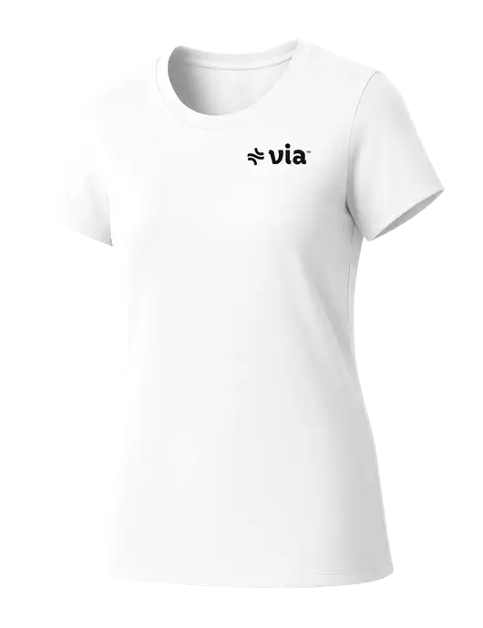 Womens Seriously Soft White T-Shirt w/Via Logo