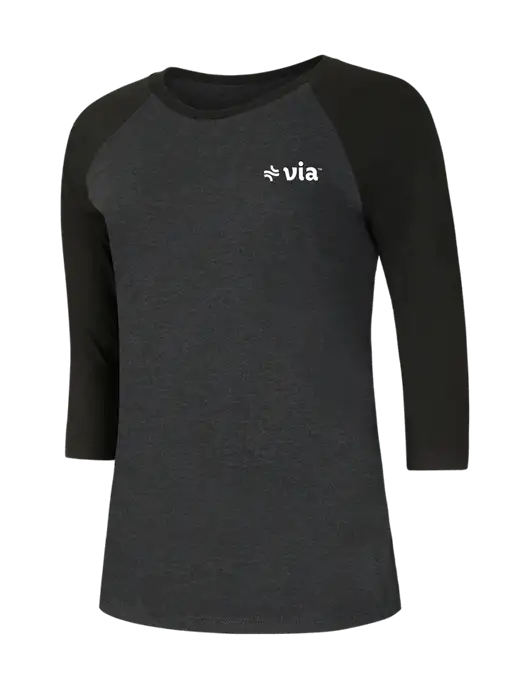 Womens Simply Soft 3/4 Sleeve Black/Black Frost Ring Spun Cotton T-Shirt w/Via Logo
