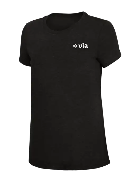 Womens Simply Soft Black 4.5oz Poly/Combed Ring Spun Cotton T-Shirt w/Via Logo
