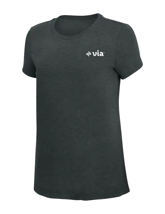 Womens Simply Soft Black Frost 4.5oz Poly/Combed Ring Spun Cotton T-Shirt w/Via Logo