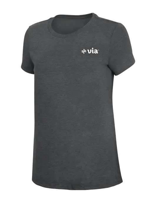 Womens Simply Soft Charcoal 4.5oz Poly/Combed Ring Spun Cotton T-Shirt w/Via Logo