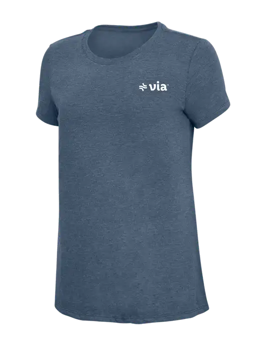 Womens Simply Soft Navy Frost 4.5oz  Poly/Combed Ring Spun Cotton T-Shirt w/Via Logo
