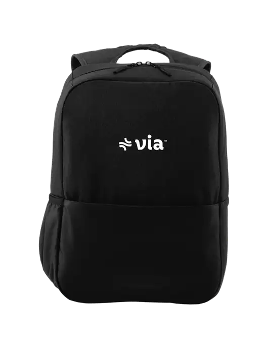 Access Square Laptop Black Backpack w/Via Logo
