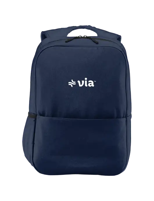Access Square Laptop River Blue Navy Backpack w/Via Logo