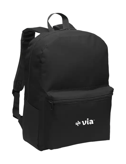 Casual Black Lightweight Laptop Backpack w/Via Logo
