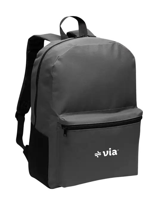 Casual Dark Charcoal Lightweight Laptop Backpack w/Via Logo
