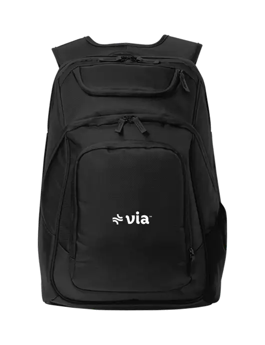 Executive Black Laptop Backpack w/Via Logo