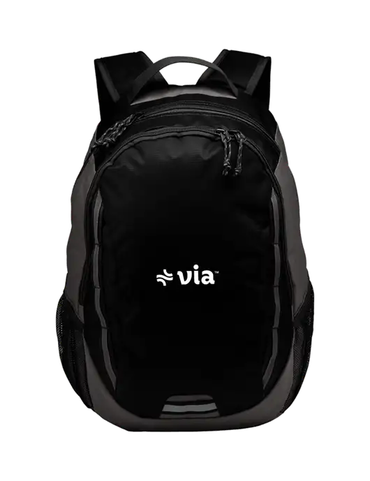 Ridge Black/Dark Charcoal Laptop Backpack w/Via Logo