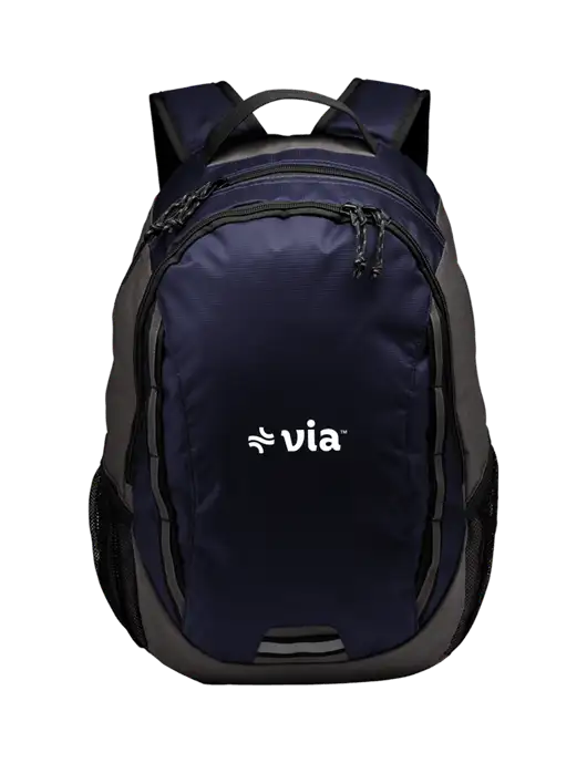 Ridge Deep Navy/Dark Charcoal Laptop Backpack w/Via Logo
