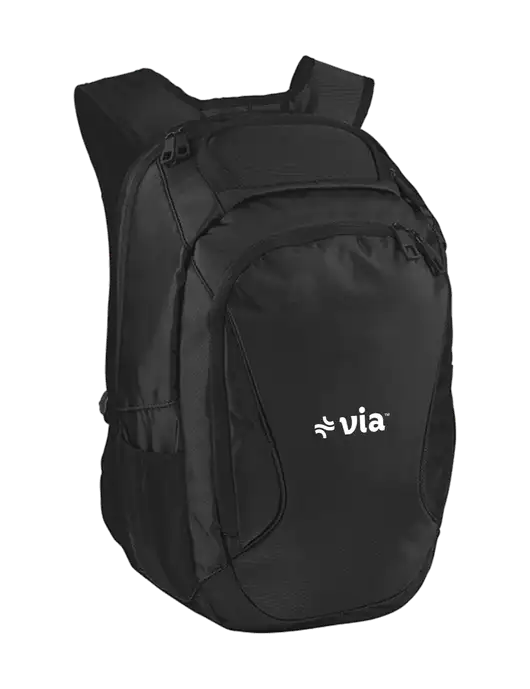 Stealth Black Laptop Backpack w/Via Logo