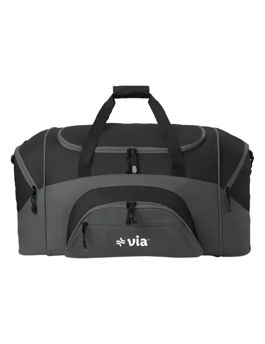 Standard Colorblock Black/Dark Grey Sport Duffel w/Via Logo