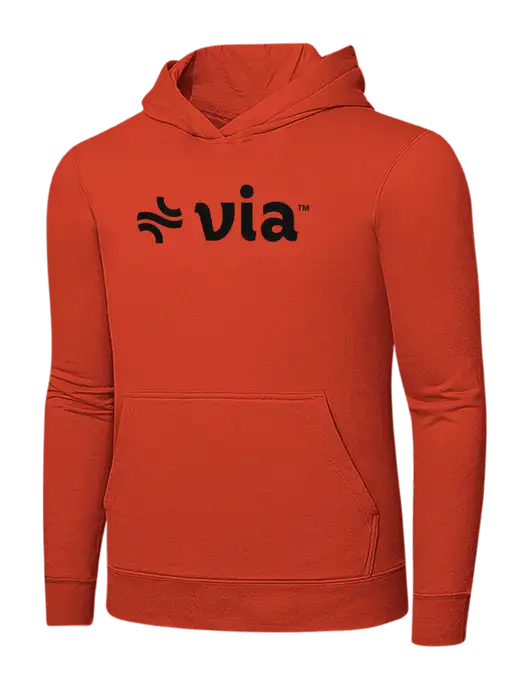Orange 7.8 oz Ring Spun Hooded Sweatshirt w/Via Logo