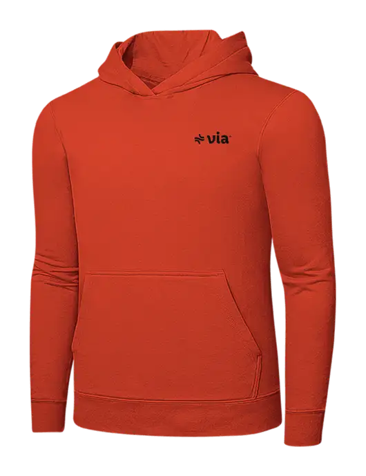 Orange 7.8 oz Ring Spun Hooded Sweatshirt w/Via Logo