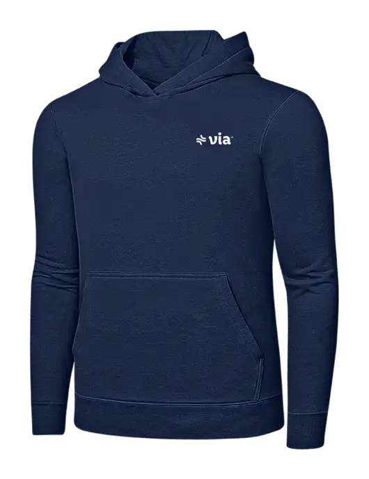 Navy 7.8 oz Ring Spun Hooded Sweatshirt w/Via Logo