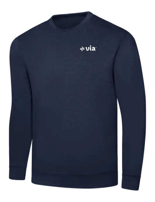 Navy 7.8 oz Ring Spun Crew Sweatshirt w/Via Logo