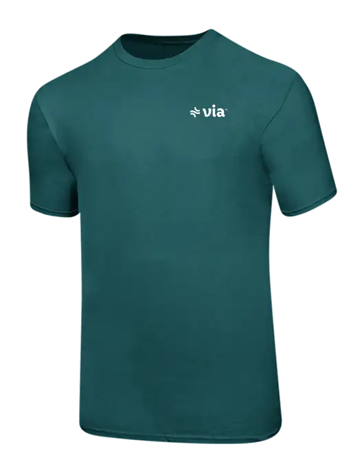 Ring Spun Dark Teal 4.5 oz T-Shirt w/Via Logo